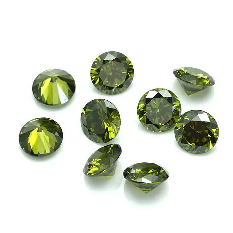 1.0mm-10mm Stock di fabbrica all'ingrosso a basso costo macchina diamante rotondo taglio olio peridoto sintetico sciolto Cubic Zirconia CZ pietre