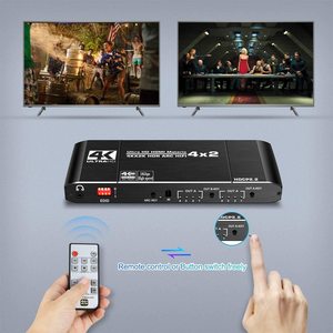 4K HDMI Matrix 4x2 4 in 2 Out HDMI2.0オーディオエクストラクタースイッチスプリッター、光ToslinkSPDIF同軸3.5mmARCオーディオ付き - Product Image 3