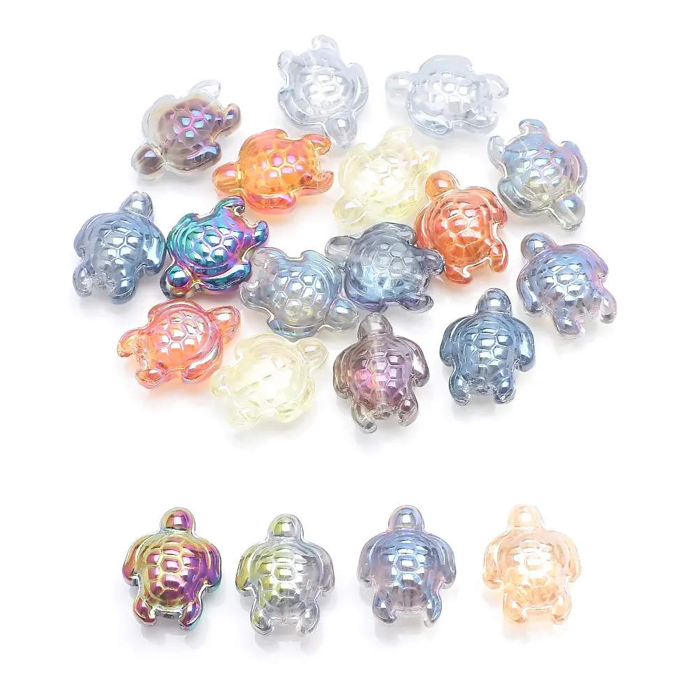 ZHB 14X18MM şeffaf kristal deniz kaplumbağası boncuk fantezi güzel çok renkler cam kaplumbağa dağınık boncuklar takı yapımı için