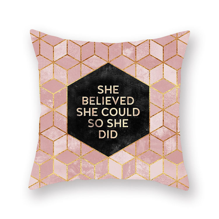 ins Nordic style rose gold pink peach skin velvet cushion cover geometric patchwork velvet cushion cover sofa seat cushion cover