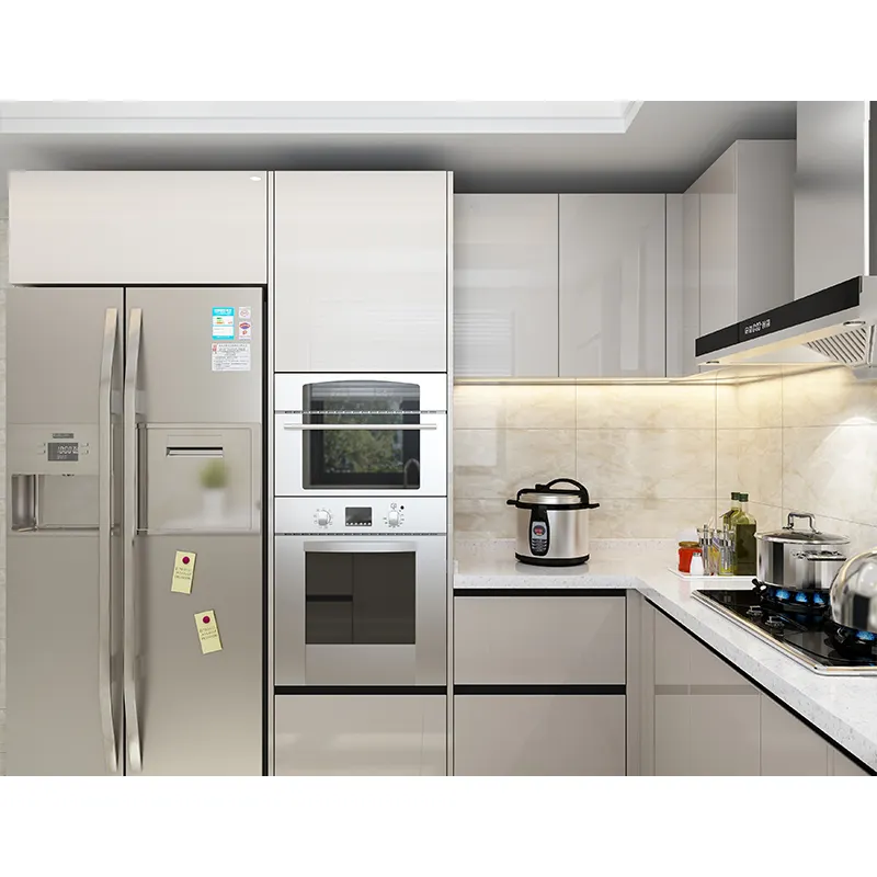 Candany Smart Gray Glossy Kitchen Cabinet Hinges Sensor Switch/Luxury Hydraulic Kitchen Cabinet European Style