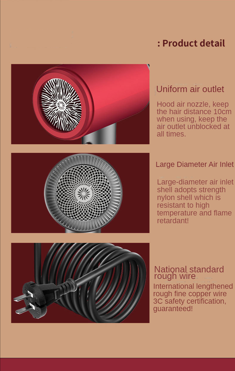 Fast Dry Hair Dryer Ionic Salon Grade Professional Blow Dryer for Curly Hair Frizz Control Volumizer Blowdryer