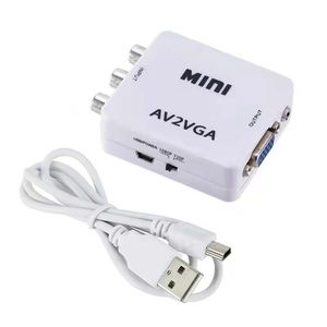 Convertidor de adaptador Mini AV a VGA a AV RCA de 1080P con audio de 3,5mm AV2VGA CVBS para PC