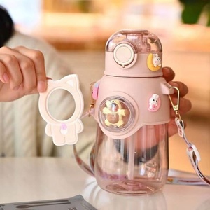 680MLベアクリアプラスチック飲料水カップカートンシッピーカップキッズガールズ屋外大容量ポータブルボトルストロー用