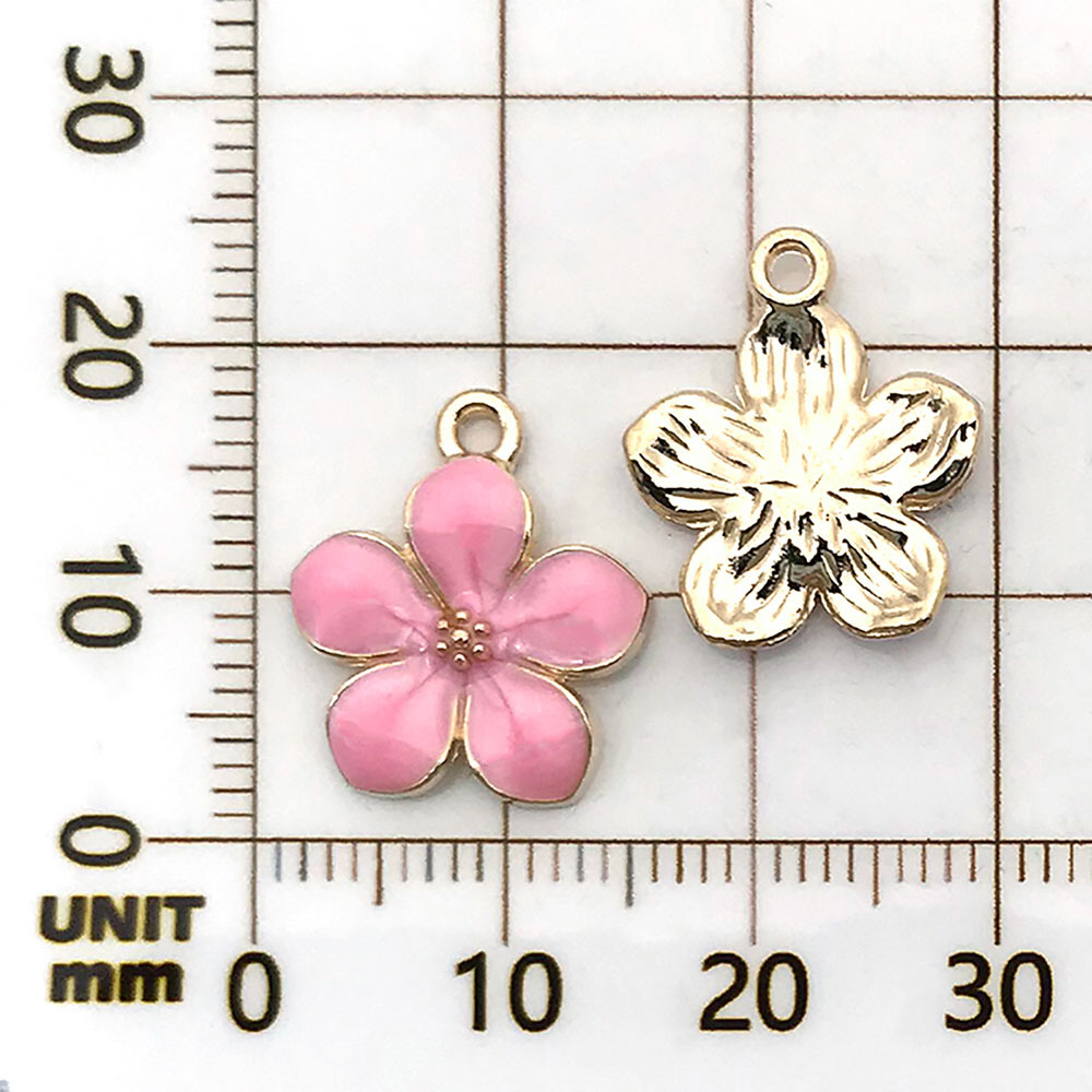 ดอกซากุระสีชมพู 1 ดอกพร้อมหยดน้ำมัน - 1.2g - 14*16mm - 10961