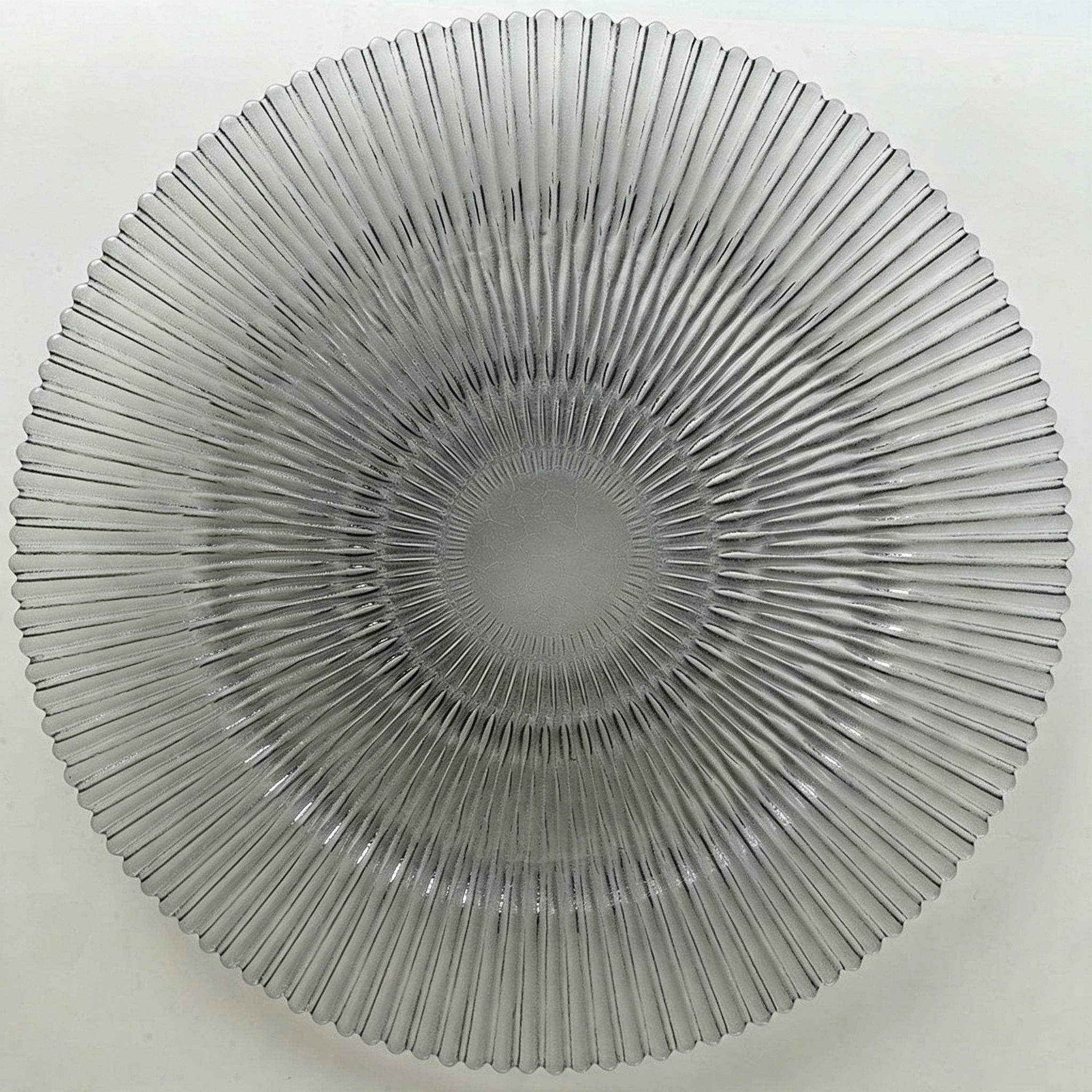 Assiette de service en verre pour fruits, motif radial "Black Sun"