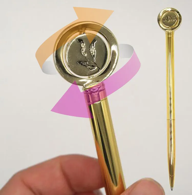 NM-076 סיטונאי באיכות גבוהה זהב מתכת תג סוג מסתובב כדור עט עם לקוחות לוגו עבור קידום