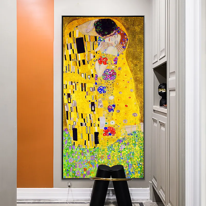 Peinture à l'huile sur toile abstraite abstraite, personnages d'artiste classique, Gustav Klimt, répétition, images murales, Art moderne pour le salon