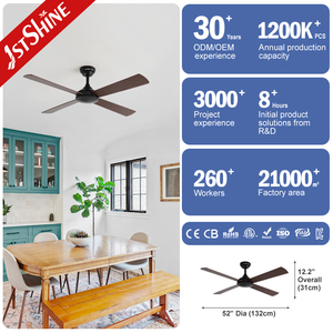 1stshine современный 4 лезвия 52 дюймов потолочный вентилятор с подсветкой и дистанционным управлением для спальни бесшумный мощный двигатель постоянного тока - Product Image 3