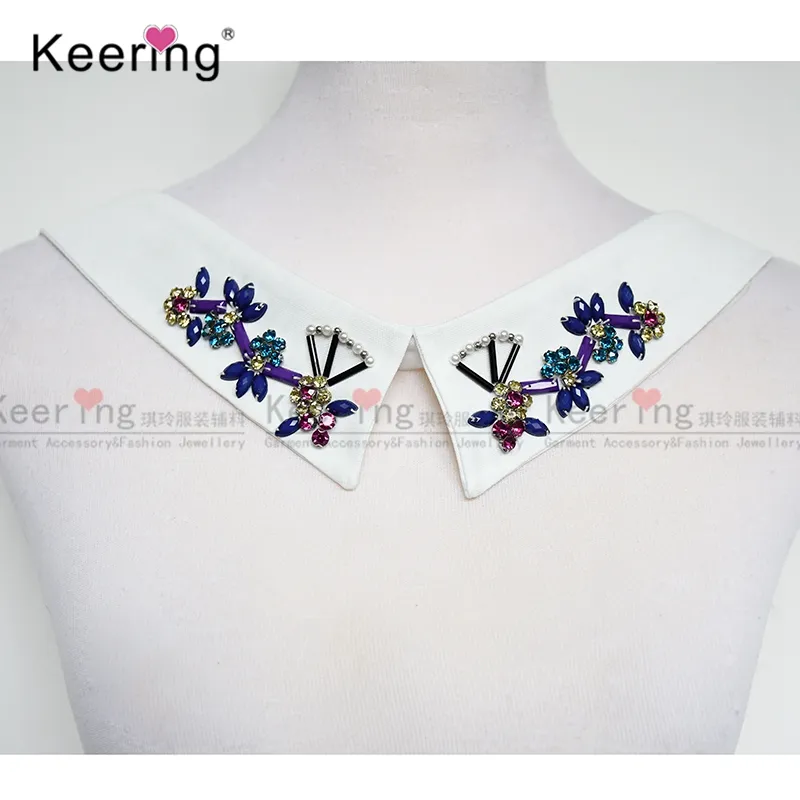 Handmade Detachable Blouse Half Shirts collar with rhinestone for Elegant Fashion Women WNLD-025