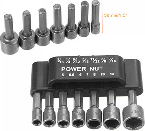 SAE & Metric六角ナットドライバーセット磁気なしのクイックチェンジパワーナットドライバービットセット - Product Image 5