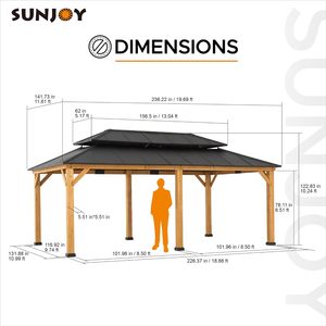 ศาลาไม้12x20-ลานกลางแจ้งศาลาไม้พร้อมหลังคาโลหะ hardtop - Product Image 2