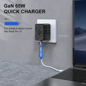 Evrensel seyahat şarj 65W GaN USB tip C adaptörü 3 Port dünya çapında gerilim 5V/2A girişi ile abd İngiltere ab AU için uyumlu - Product Image 3