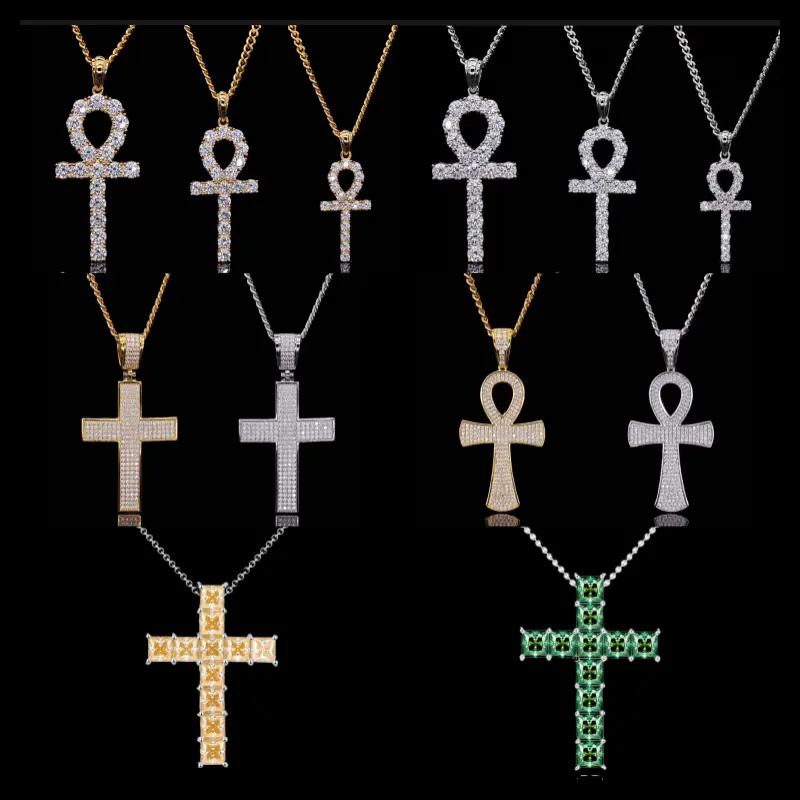 Customized Gold Silver Moissanite Cross Pendants Necklace Moissanite Necklace Cross Necklace for Men