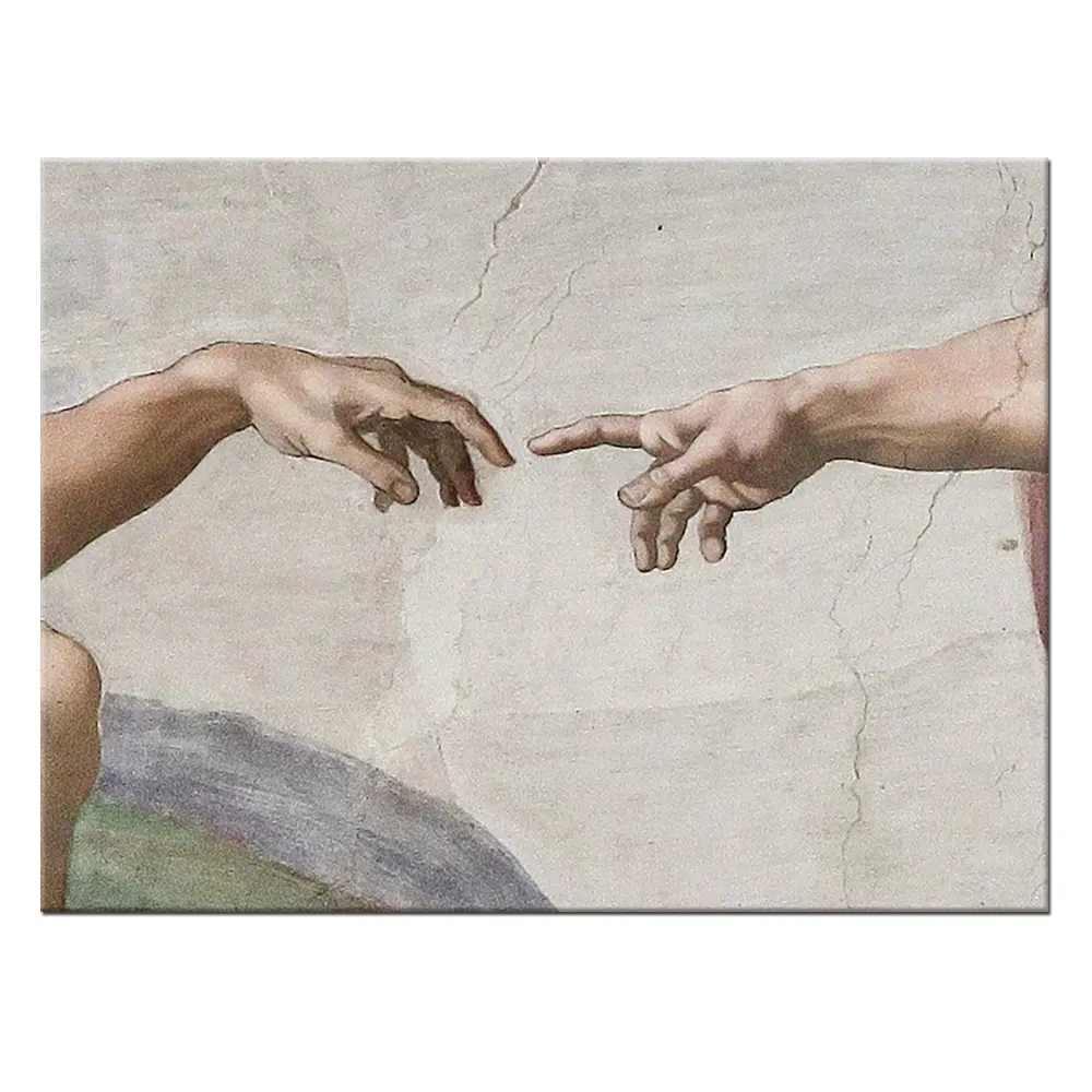 จิตรกรชาวอิตาลี Michelangelo Buonarroti การสร้างโบราณอดัมมือภาพวาดสีน้ำมัน