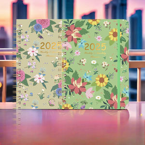 2025 calendario a spirale transfrontaliero con piano giornaliero personalizzato A5 Notebook versione inglese con coperchio in carta a bobina Sub-Strap - Product Image 1