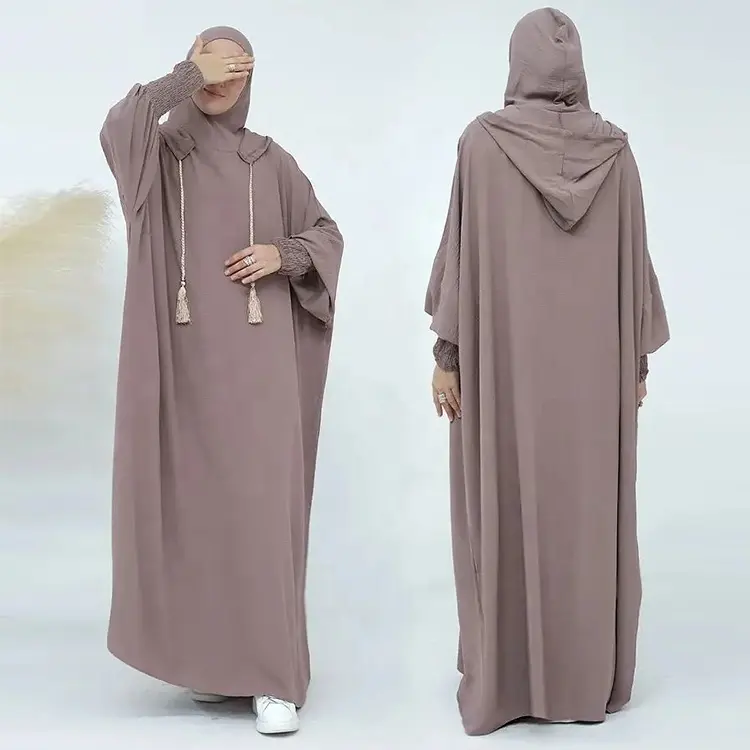 Ramadan EID preghiera con cappuccio abaya donna abito musulmano modesto Dubai turchia preghiera abbigliamento islamico per femme musulmane