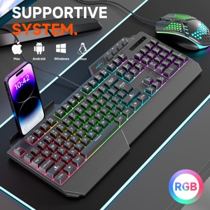 Tastiera da Gaming USB con LED RGB retroilluminato a membrana stile Laser numerico in possesso di telefoni cellulari nuova condizione applicazione Desktop - Product Image 4