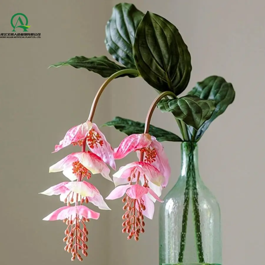 Artificiale Medinilla Magnifica PU vero tocco fiori esotici tropicale filippina orchidea rosa pianta di uva per la decorazione del giardino di casa