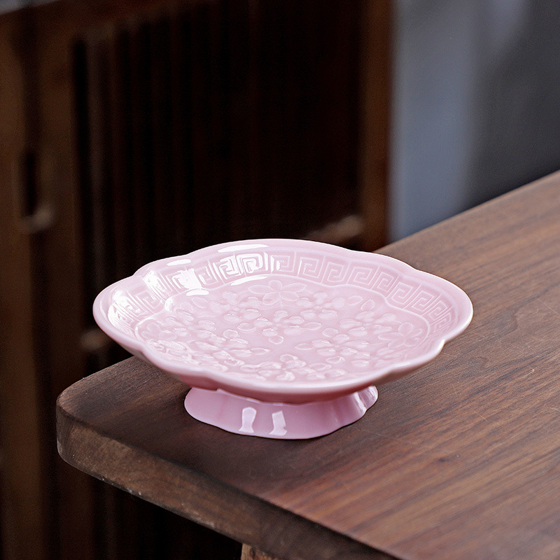 Plato de frutas Wanfu (rosa flor de cerezo) pequeño