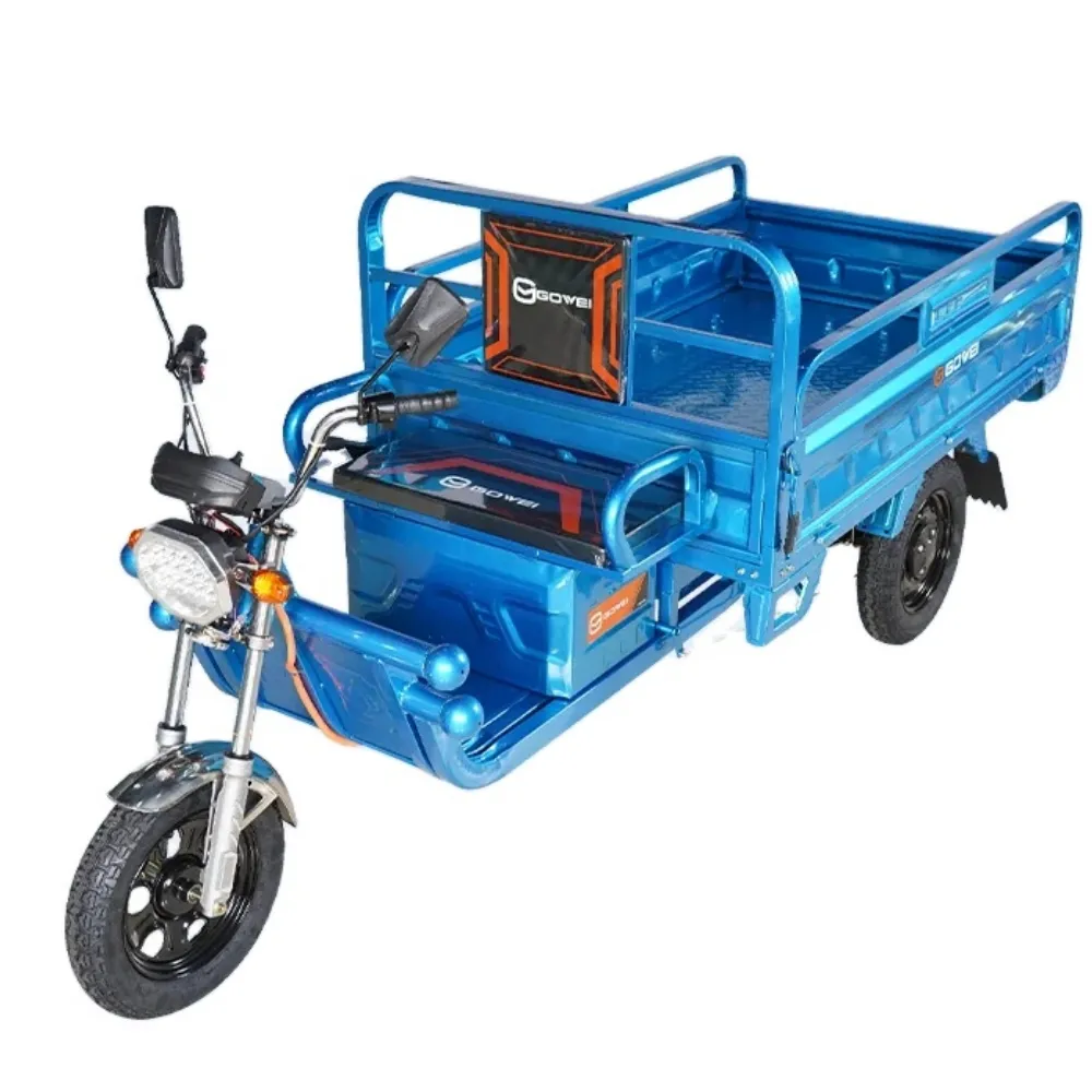 Электрический трехколесный электрический грузовой велосипед с 3 колесами, 60 В, 1200 Вт, 1000 Вт, 32 А, с задней коробкой, Автоматический подъемный гидравлический стержень