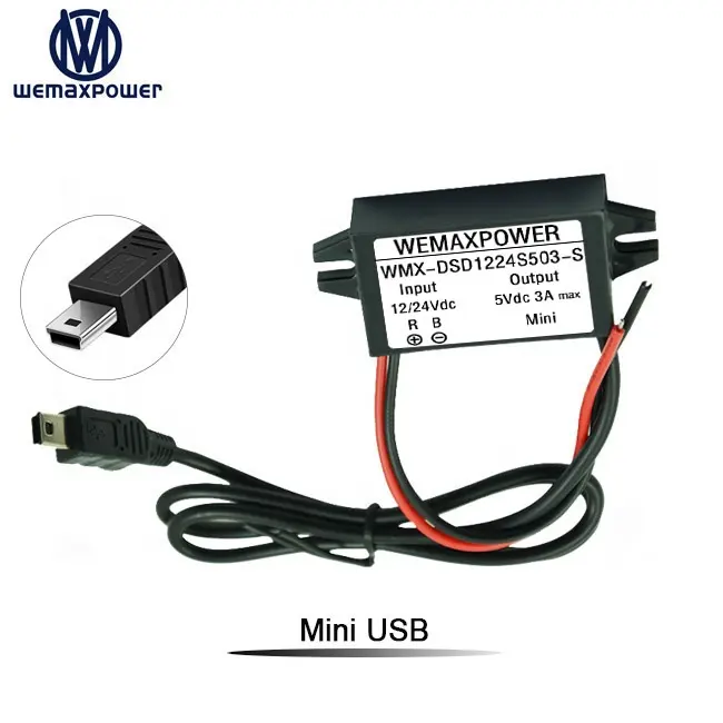 12v ~ 5v 미니 usb DC DC 스텝 다운 컨버터 24vdc ~ vdc 3a 자동차 전화 네비게이터 레코더 충전기