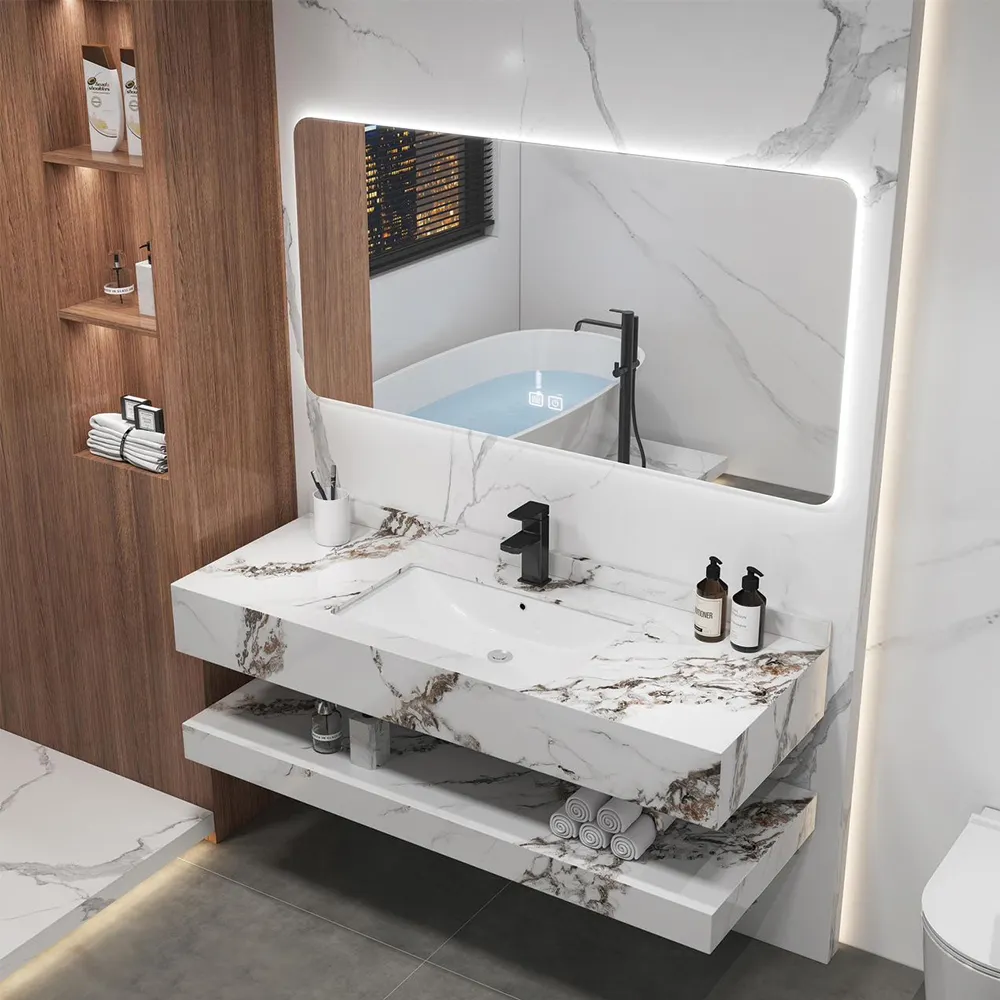 Banyo dikdörtgen dolap yıkama el havzası vanity banyo mutfak dolapları komple setleri