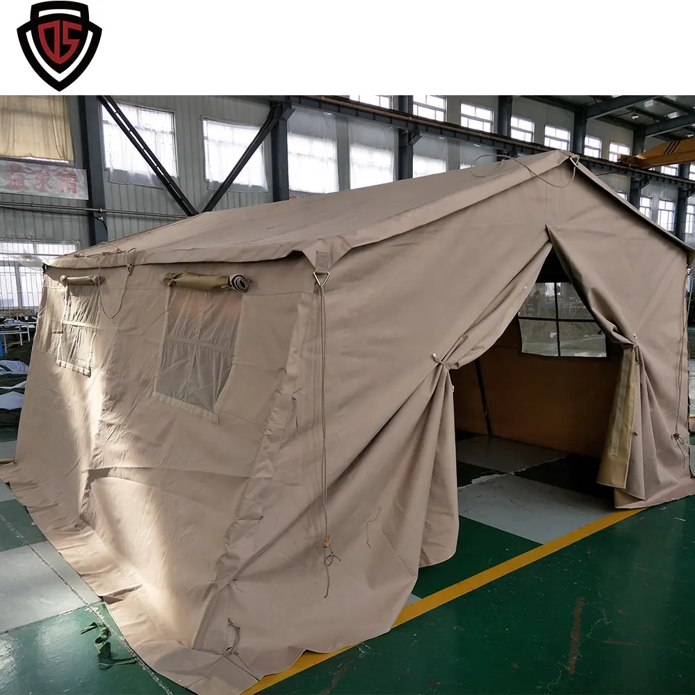 Çift güvenli özel su geçirmez yangın geciktirici tuval acil barınak çelik çerçeve yapısı kamp çadırı