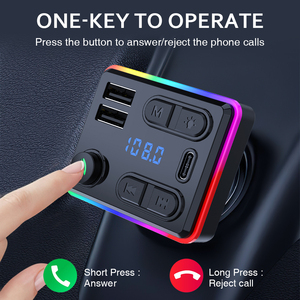 <strong>M48</strong> Wireless Car FM Transmitter Bluetooth Connectivity Dual USB Car Charger with Power Memory Remote Control Colorful LED Lights - Product Image 4