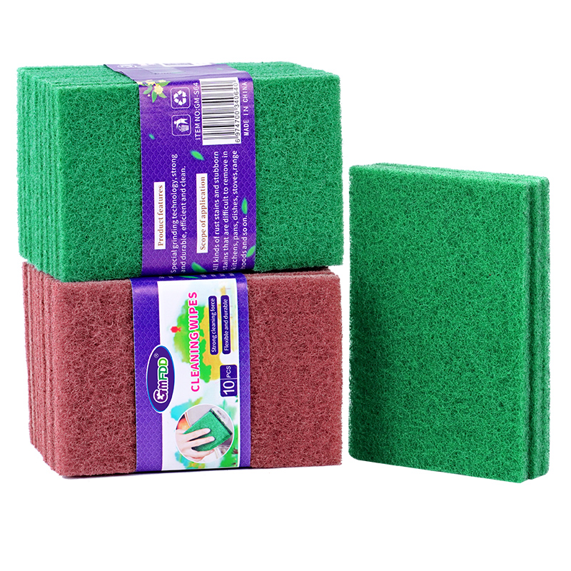 Tampon à récurer en nylon émeri, 10 pièces/carte en papier, couleur verte