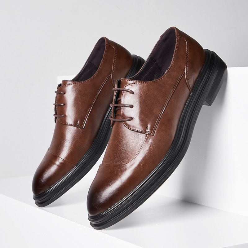 Stylish High End Premium leather Fashionable Casual Dress Less Up Shoe For Men Brown S219-3532 (STOCK ITEM) 4 PRISTINE