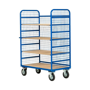 産業用ヘビーデューティー<span class=keywords><strong>3</strong></span>メッシュサイドスチールレベル調整可能なストレージローリングプラットフォームワイヤーシェルフトロリー