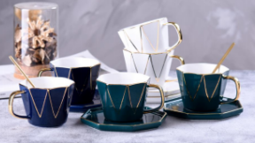 Tazza e piattino bianchi - 12 pezzi