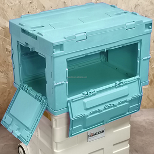 Foldable Storage Bin <strong>with</strong> <strong>Lid</strong> 50L Collapsible Plastic Storage Crate <strong>with</strong> Cutting Board Lidded <strong>Stackable</strong> Storage Box <strong>Container</strong> - Product Image 5