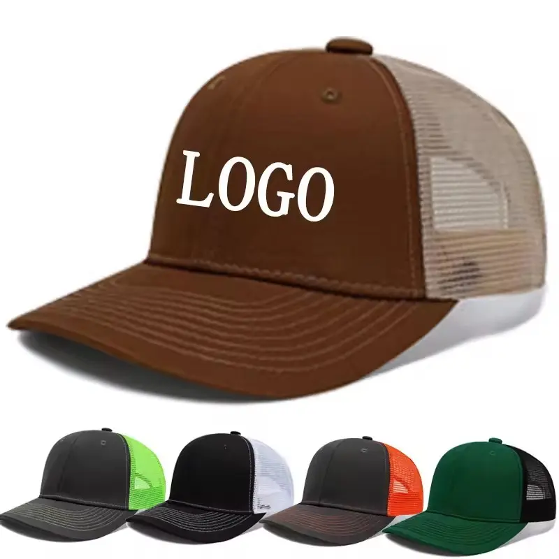 Gorra ajustada con forma Richardson en blanco unisex con logotipo personalizado, gorras de camionero 112, gorra de malla, gorra Snapback con visera Lisa para hombre