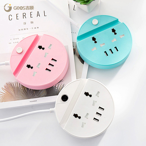 Enchufe de extensión de alimentación múltiple redondo universal de 10A con 2 tomas de corriente Puertos de carga USB y enchufe del Reino Unido para uso en el hogar y la Oficina - Product Image 5