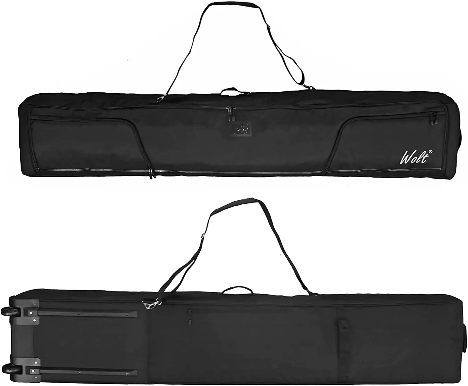 Rolling ski bag - Padded Snowboard Bag Carrier with Wheels for Air Travel, fit to Double Pairs of Skis up to 190cm
