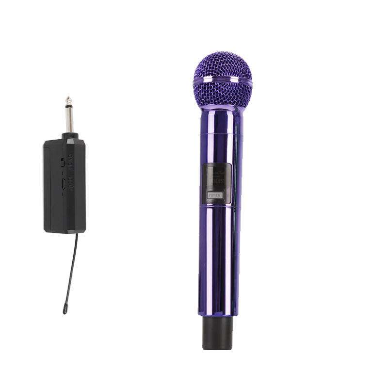 Vibrant electroplated purple wireless microphone, one-to-one