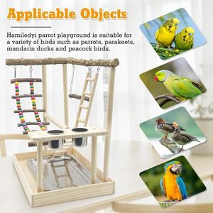 4 Lagen Grote Vogelspeeltuin: 32 "H Houten Papegaai Speelstand Gymstokje Voor Parkieten, Tortelduifjes, Conure, Kleine En Middelgrote Vogels - Product Image 6