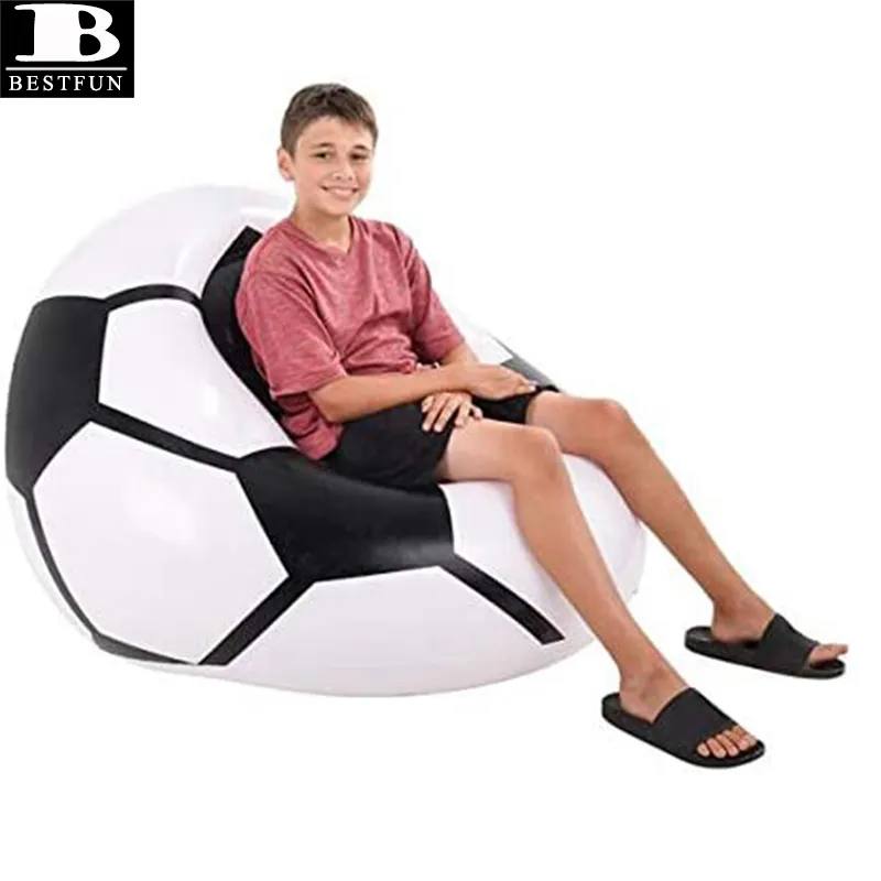 Özelleştirilmiş PVC şişme futbol topu sandalye katlanabilir taşınabilir plastik futbol tek tembel kanepe mobilya için kapalı ve açık