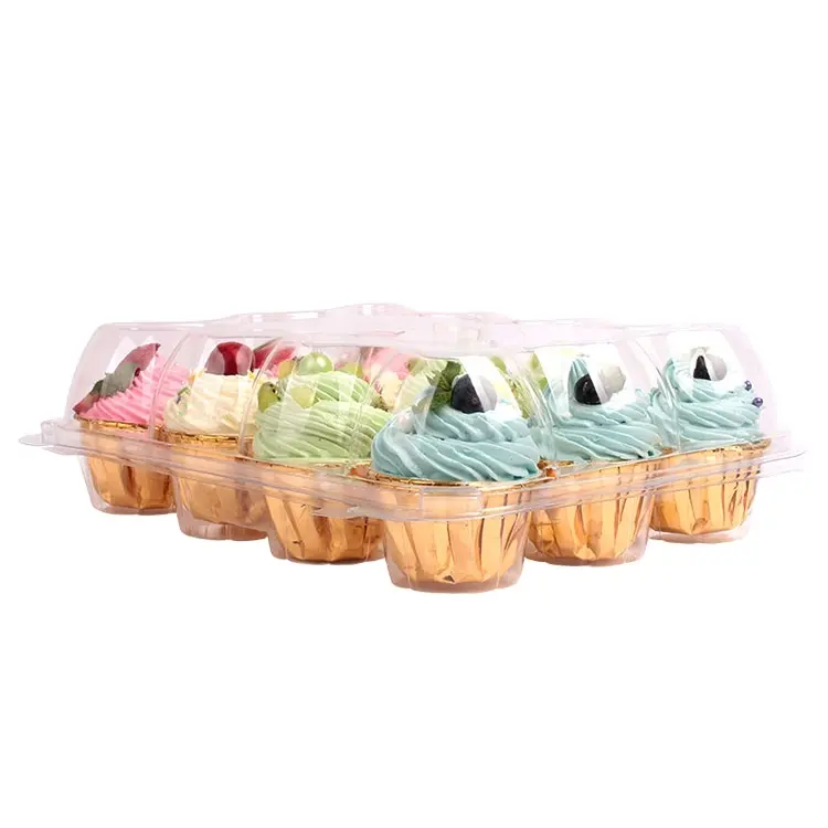 힌지 클램쉘 투명 플라스틱 디저트 과자 6 12 24 홀 머핀 컵 케이크 컵케익 포장 상자 제조 업체
