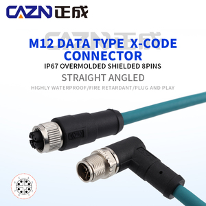 Fiche mâle surmoulée M12 à 8 broches X-Code avec câble PUR bleu Fil Internet 4P26-001 CAT6A - Product Image 4