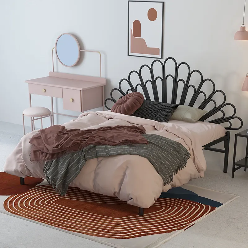 Avrupa antika tasarımlar yatak odası mobilya genel kullanım metal karyola iskeleti toptan çift kişilik yatak fiyat