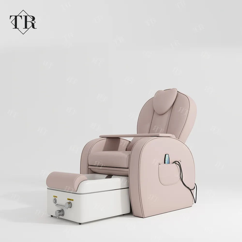 Gran oferta, nueva silla de pedicura Rosa eléctrica con respaldo inverso, lavabo de cerámica con función de surf ligera, adecuada para salones de uñas