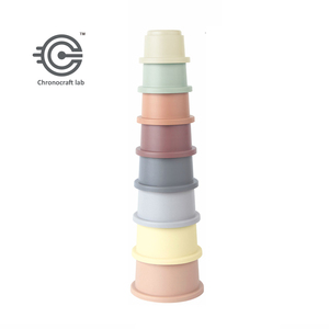 8pcs vừa lúa mì phong cách vòng xếp chồng ly đồ chơi giáo dục thiết lập cho bãi biển trong nhà phòng tắm sử dụng áp suất thấp PP vật liệu nhựa - Product Image 1