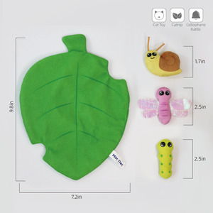 Caracol Catnip poliéster mezcla gato juguete micro felpa impresión Meow juguetes grandes hojas verdes dibujos animados gatito Juguetes - Product Image 2