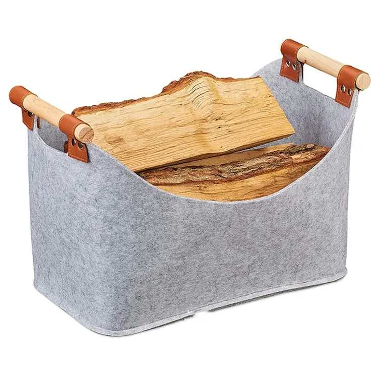 Portable fireplace felt firewood basket felt newspaper bag