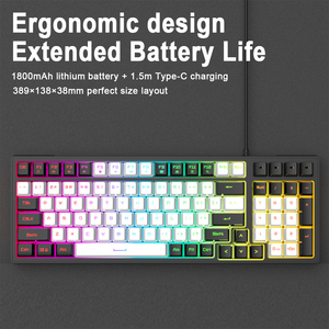 Teclado de membrana RGB con cable personalizado, teclado de 96 teclas con lado derecho, diseño de diez teclas, teclado de oficina - Product Image 5