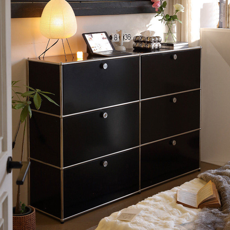 Three-layer cabinet-even cabinet-light luxury black