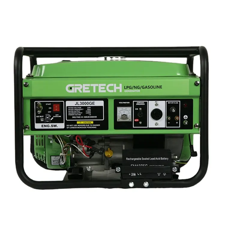 GRETECH 3KW Single Phase Alternator Electric Portable Generators with Wheels And Handles Kit